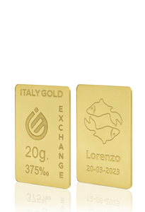 Lingotto Oro segno zodiacale Pesci 9 Kt da 20 gr. - Idea Regalo Segni Zodiacali - IGE: Italy Gold Exchange